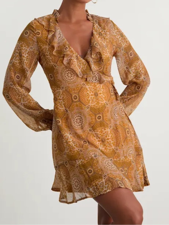 Lulus Dresses & Skirts - Lulus Mustard Wrap Dress